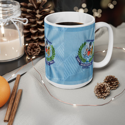 Manchester City Retro Crest Ceramic Mug — Centenary 1994 Sky Blue Coffee Cup (11oz/15oz)
