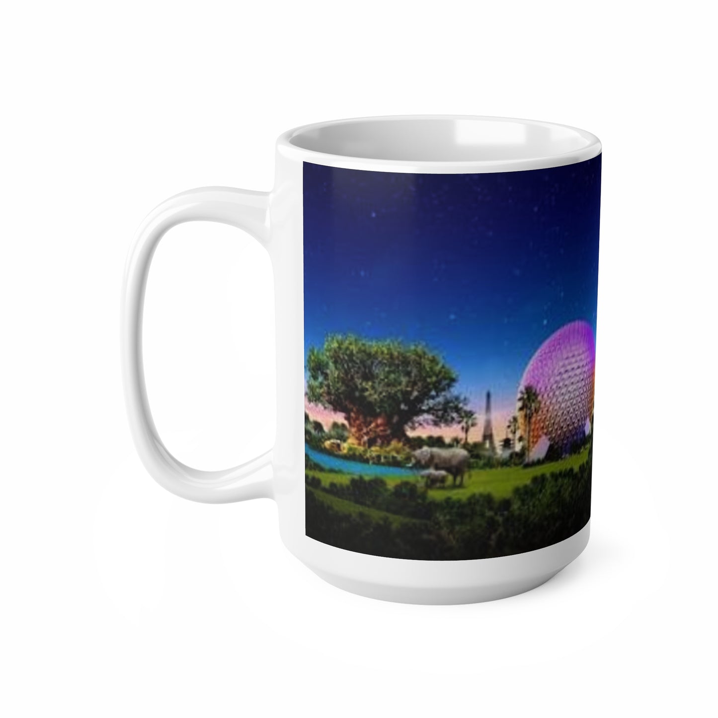 Disney Parks Night Skyline Ceramic Mug — Castle & Epcot Sphere Coffee Cup (11oz/15oz)