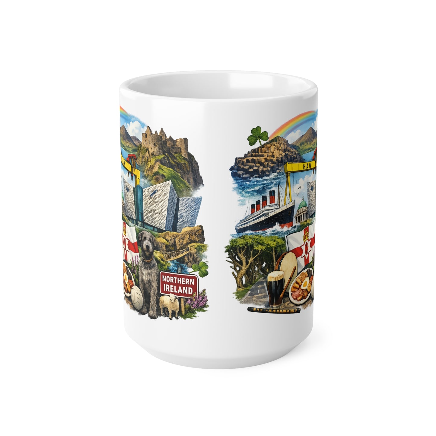 Northern Ireland Landmark Mug — Illustrated Travel Coffee Cup (11oz/15oz)