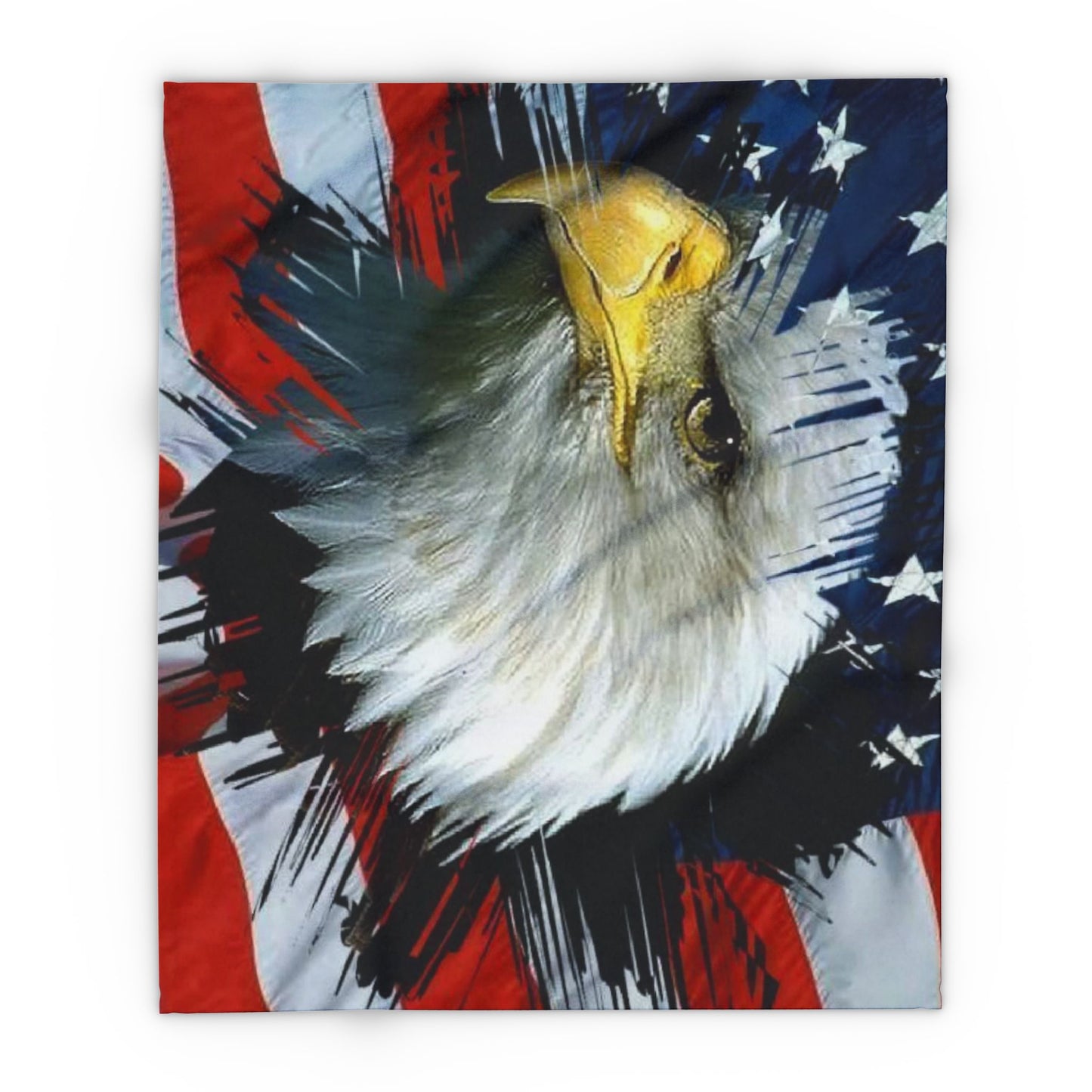 Patriotic Bald Eagle Fleece Blanket — American Flag Throw for 4th of July & Veterans