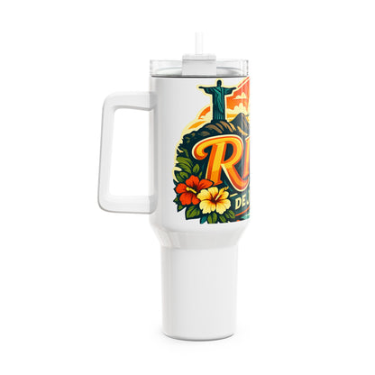 Rio de Janeiro 40oz Travel Tumbler – Tropical Sunset Beach Design