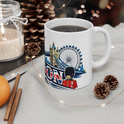 London Skyline Ceramic Mug — Union Jack 'London' Coffee Cup (11oz & 15oz)