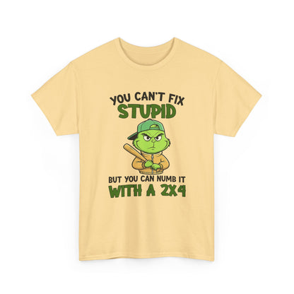 Funny Carpenter T‑Shirt — "You Can't Fix Stupid But You Can Numb It With a 2x4"