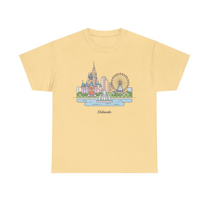 Orlando Skyline T-Shirt — Cute Cityscape Graphic Tee with 'Orlando' Text