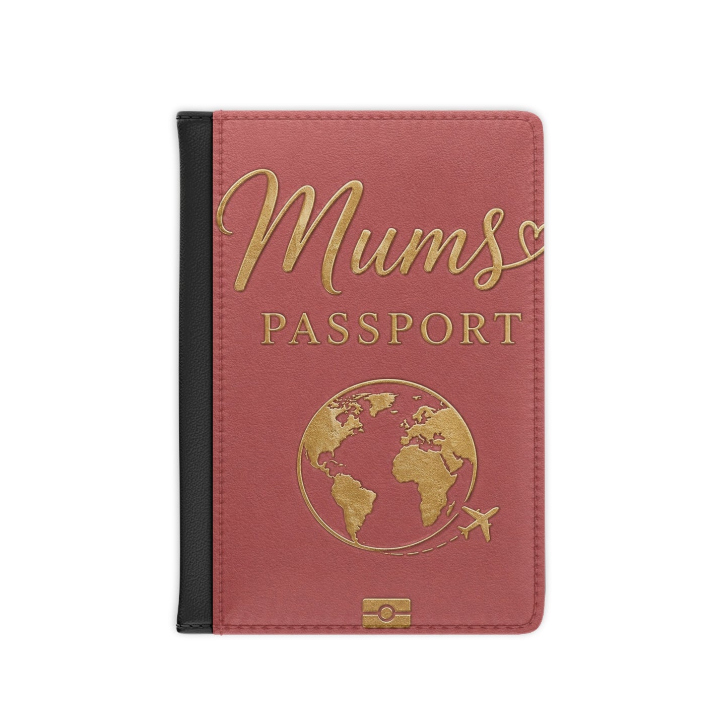 Mum’s Passport Cover – Gold Globe Travel Wallet for Moms