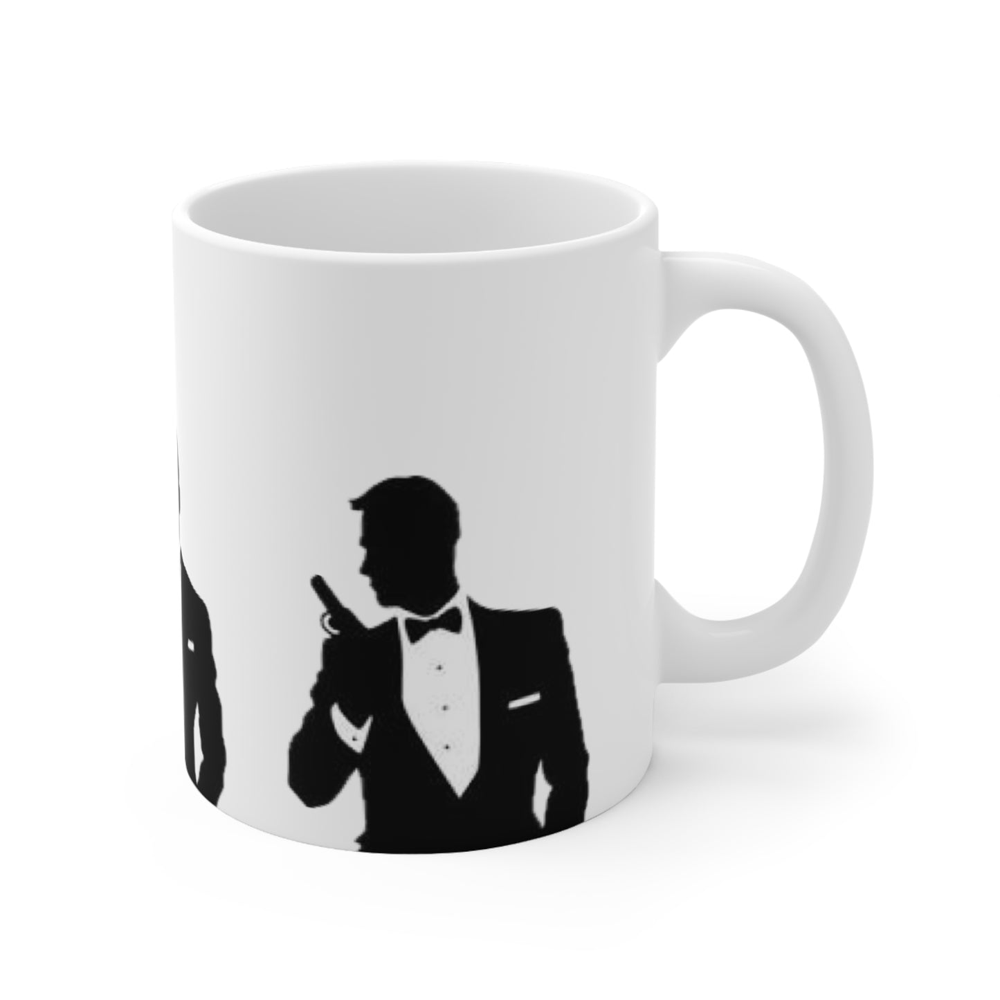 Spy Silhouette Ceramic Coffee Mug – James Bond Martini & Gun Design (11oz, 15oz)