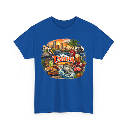 Tampa Florida Retro Scenic Tee — Vintage Beach, Skyline & Wildlife Graphic