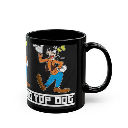 Top Dog Goofy Black Ceramic Mug — Retro Cartoon Character Coffee Cup (11oz & 15oz)