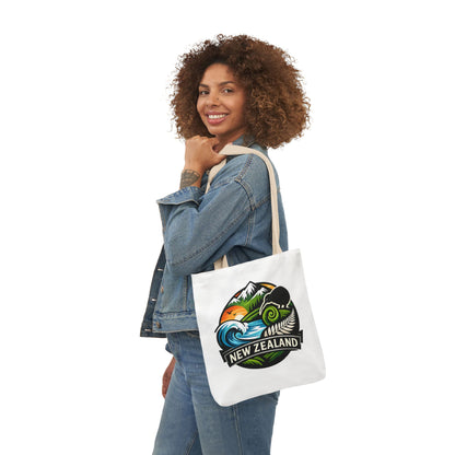 New Zealand Scenic Tote Bag — Kiwi, Mountains & Waves Canvas Tote