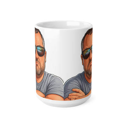 Ceramic Mug – Grumpy Guy Illustration Coffee Cup (11oz & 15oz)