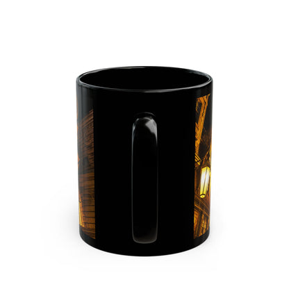 Golden Dragon Fire-Breathing Black Mug — Fantasy Castle Coffee Cup