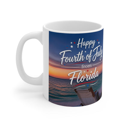 Fourth of July Florida Coffee Mug — "Happy Fourth of July from Florida" 11oz/15oz