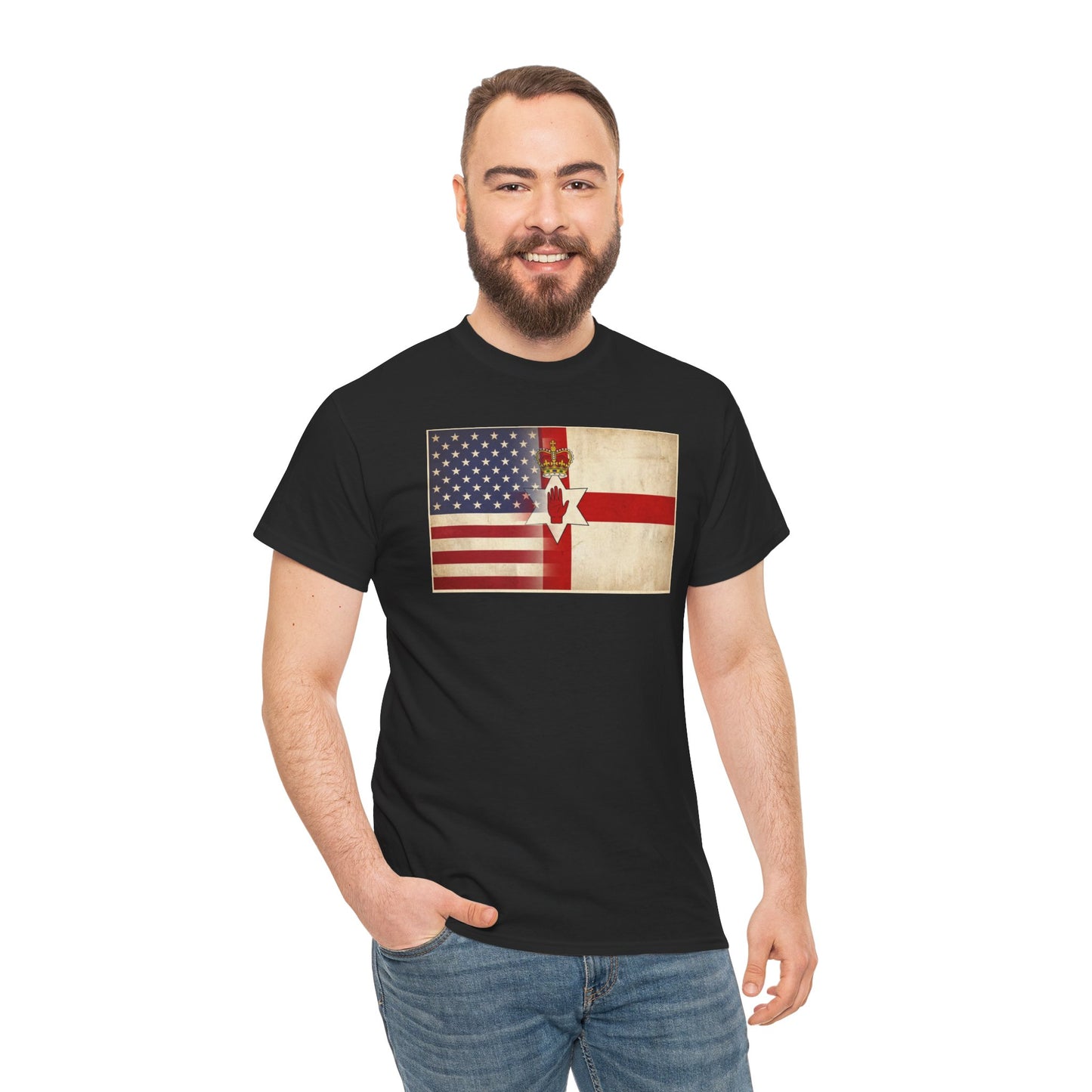 USA / Northern Ireland Flag T-Shirt – Vintage USA & Ulster Cross Tee