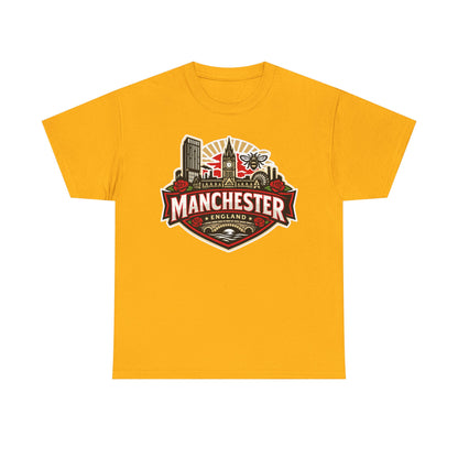 Manchester England Skyline T-Shirt — Vintage City Crest Tee