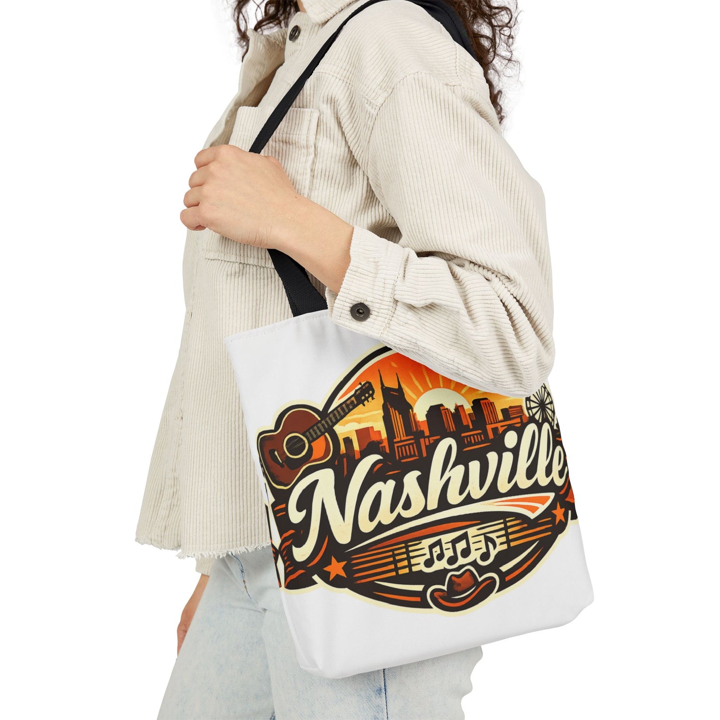Nashville Sunset Tote Bag — Country Music Skyline Canvas Tote