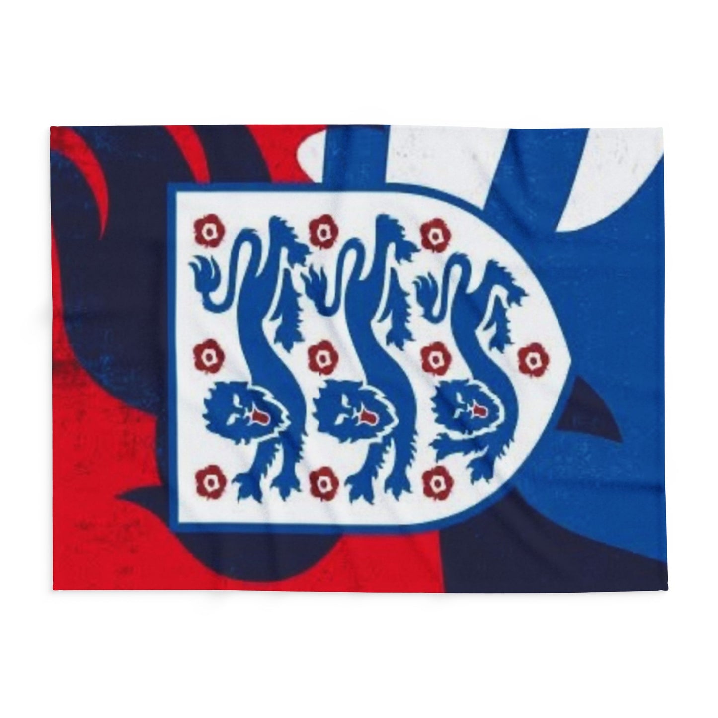 England Football Crest Fleece Blanket – Cozy Red & Blue Soccer Throw