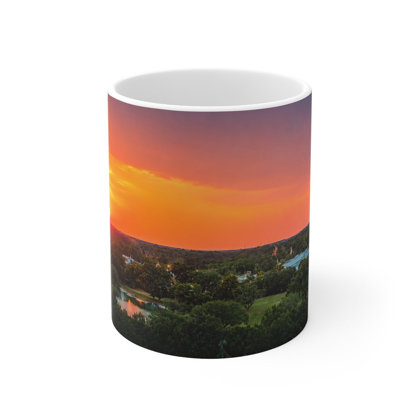Sunset over Magic Kingdom Landscape Ceramic Mug — 11oz & 15oz Scenic Coffee Cup