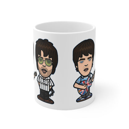 Oasis Cartoon Mug — Union Jack Guitar Character Ceramic Coffee Cup (11oz & 15oz)