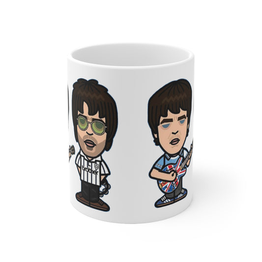 Oasis Cartoon Mug — Union Jack Guitar Character Ceramic Coffee Cup (11oz & 15oz)