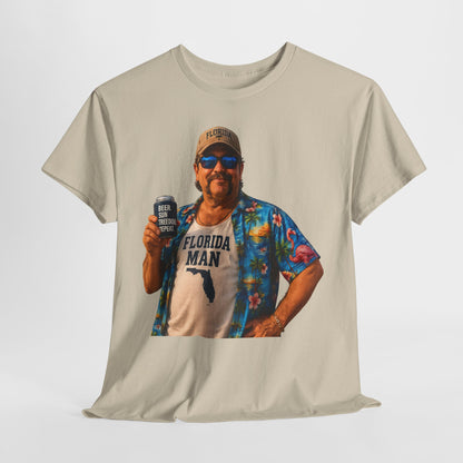 Florida Man Graphic Tee — Funny Vacation Shirt with Hawaiian Shirt Design