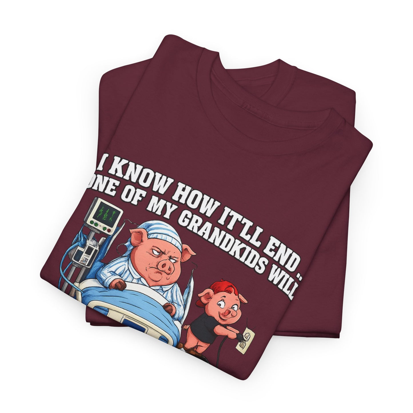 Funny Grandpa T-Shirt - "Unplug My Life Support to Charge Their Phone" Grandpa Humor Tee