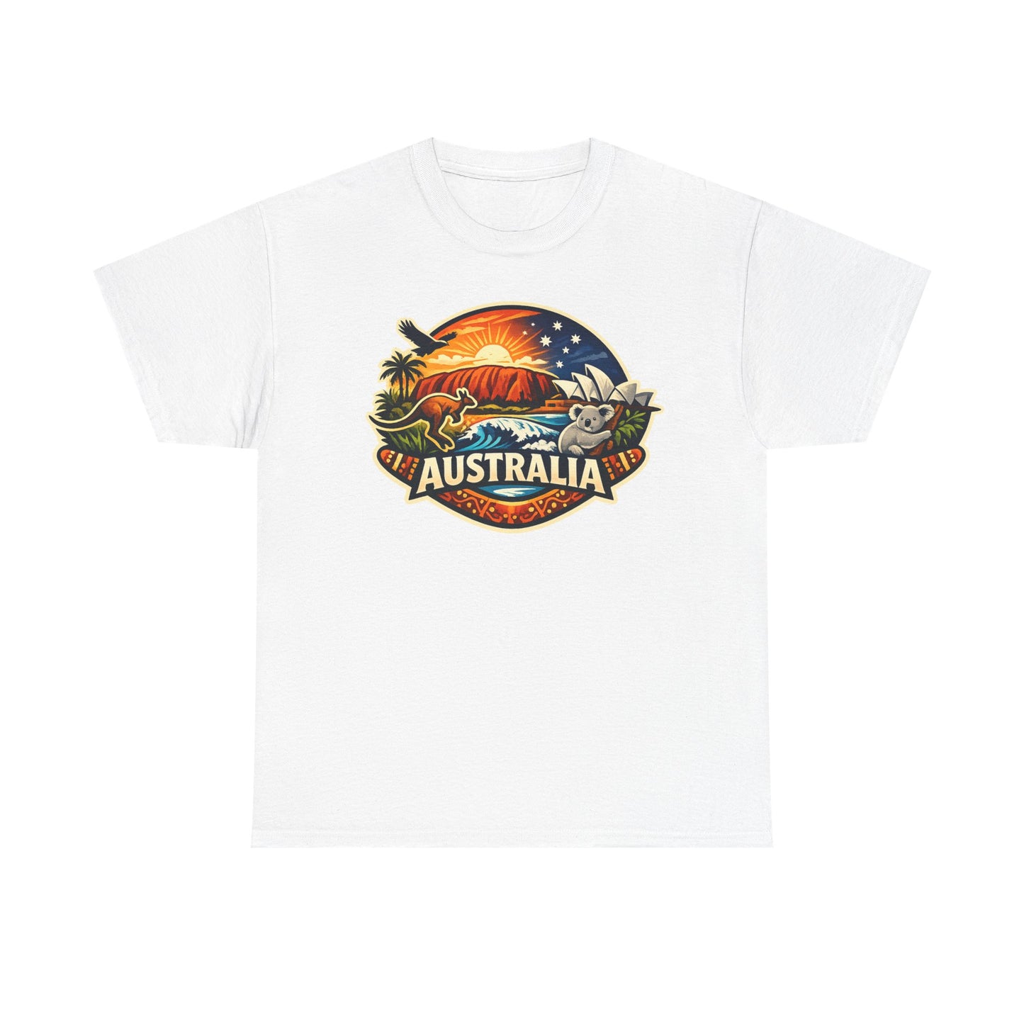 Australia Sunset Vintage Tee — Kangaroo & Surf Badge