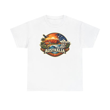 Australia Sunset Vintage Tee — Kangaroo & Surf Badge