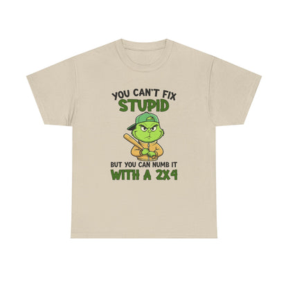 Funny Carpenter T‑Shirt — "You Can't Fix Stupid But You Can Numb It With a 2x4"
