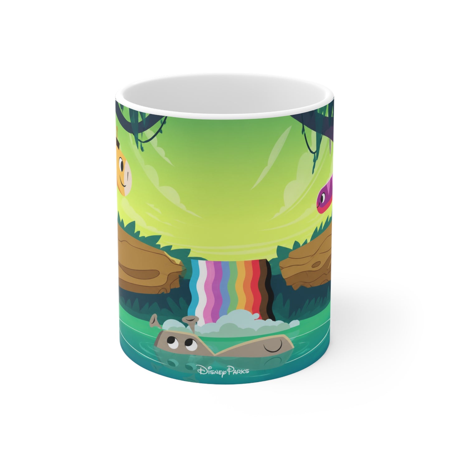 Giraffe Rainbow Waterfall Ceramic Coffee Mug — Cute Jungle Animal 11oz/15oz