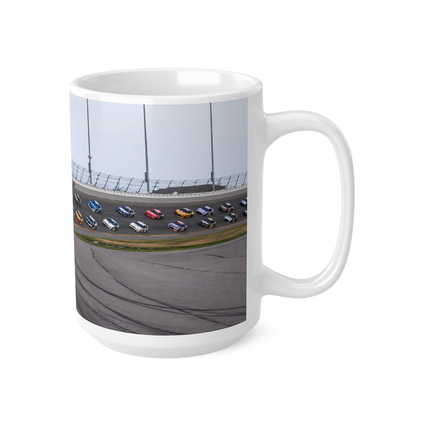Daytona Raceway Photo Mug — Presidential Motorcade & NASCAR Racing Ceramic Coffee Cup (11oz, 15oz)