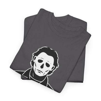 Michael Myers Outline Horror T-Shirt — Minimal Halloween Mask Tee