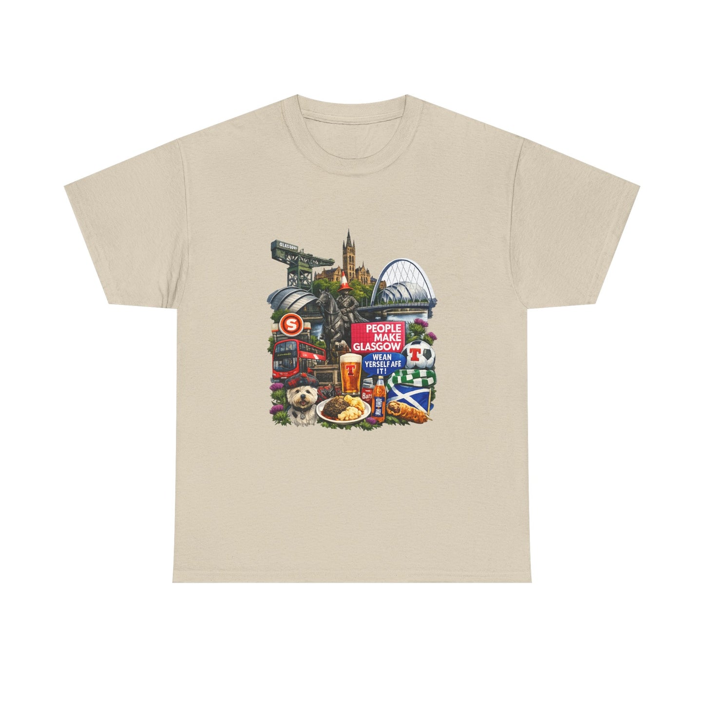 Glasgow Collage T-Shirt — "People Make Glasgow" Scottish City Souvenir Tee