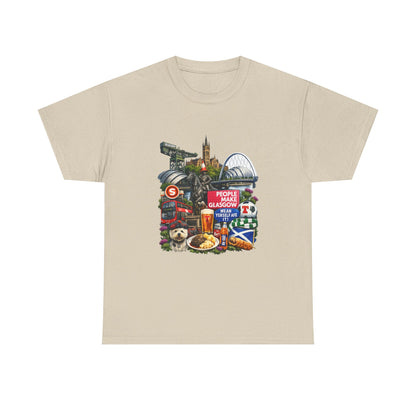 Glasgow Collage T-Shirt — "People Make Glasgow" Scottish City Souvenir Tee