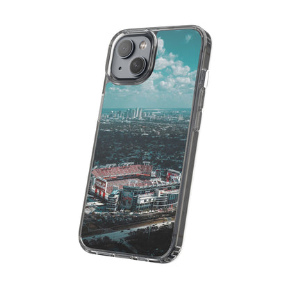 Tampa Bay Raymond James Stadium Clear Phone Case — Aerial City Stadium Design