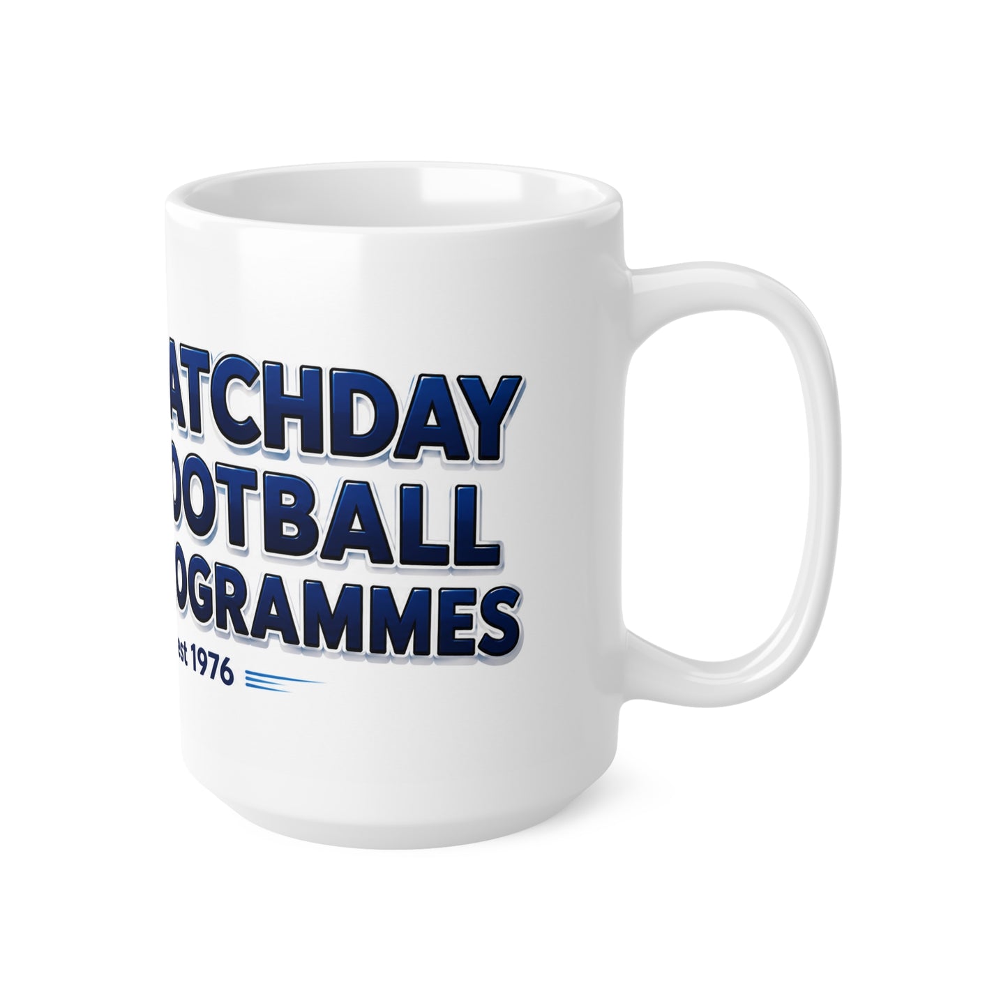 Matchday Football Programmes Mug — Retro Soccer Crest Coffee Cup (11oz & 15oz)