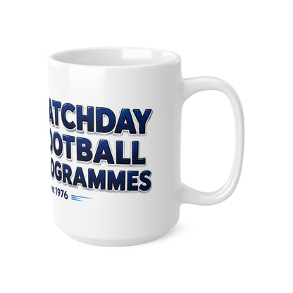 Matchday Football Programmes Mug — Retro Soccer Crest Coffee Cup (11oz & 15oz)