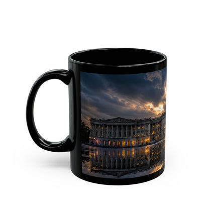 US Capitol Reflection Black Mug — Washington D.C. Skyline Coffee Cup (11oz, 15oz)
