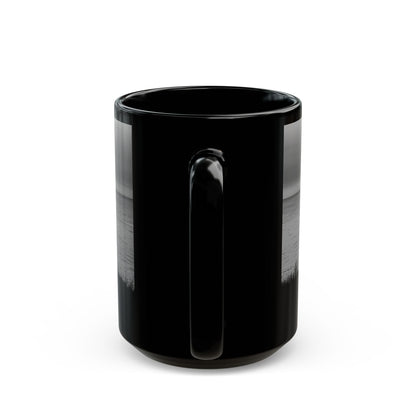 Silhouette by the Sea Black Coffee Mug — Reflective Ocean Sunset Gift (11oz, 15oz)