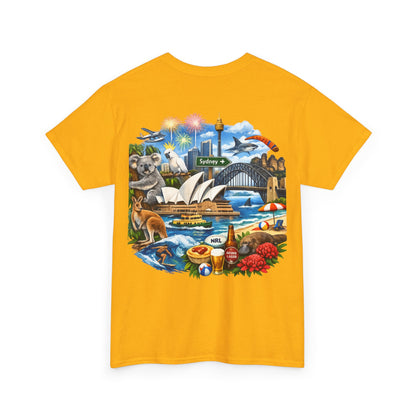 T-Shirt — Sydney Landmark Collage Tee (Opera House, Harbour Bridge, Koala & Beach Scene)