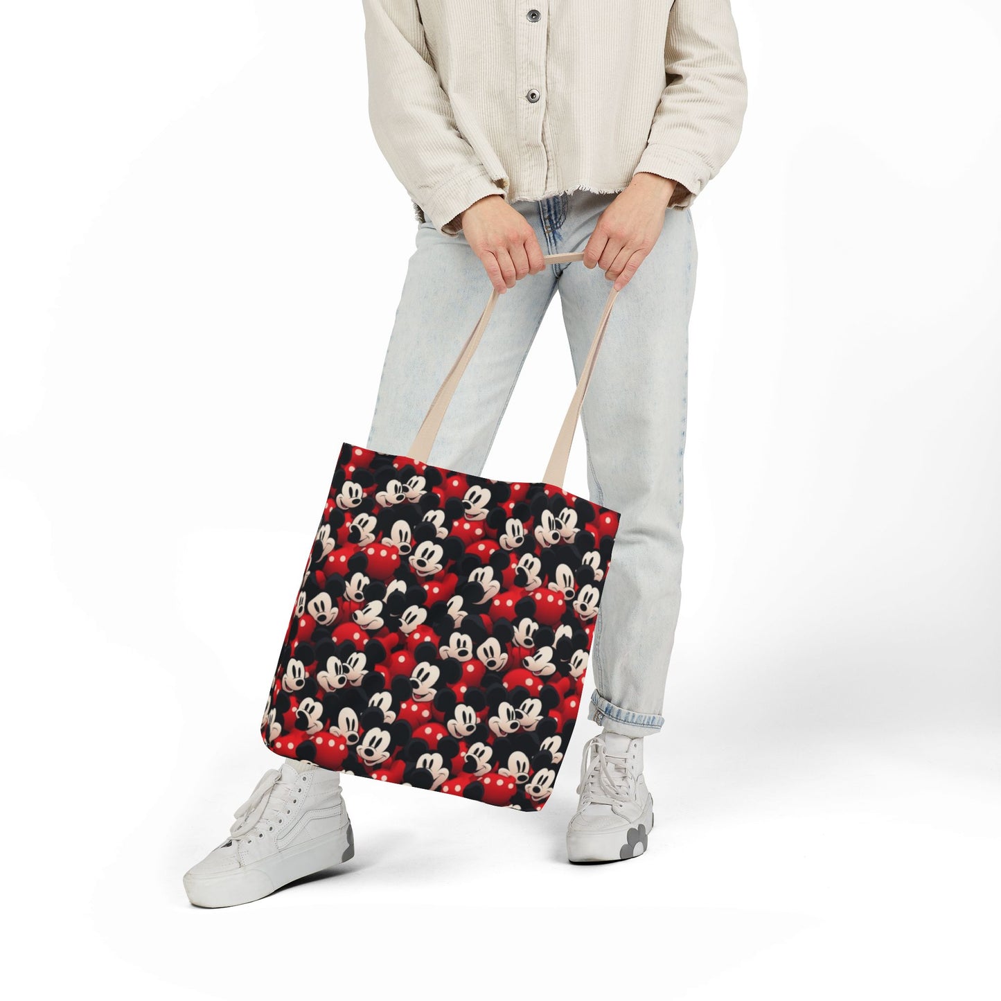Mickey Mouse Canvas Tote — Retro Cartoon Character Allover Print