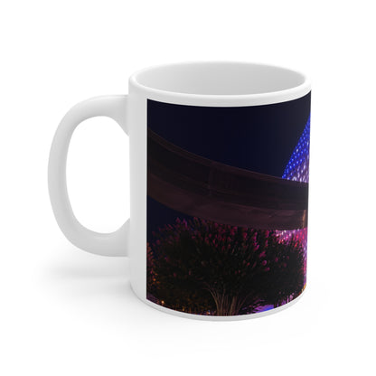 Epcot Walt Disney World Nighttime Neon Dome Coffee Mug — Colorful LED Lights Ceramic Cup (11oz/15oz)
