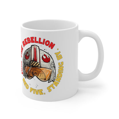 Red Five Pilot Helmet Ceramic Mug — “Join the Rebellion” Star Wars Coffee Cup