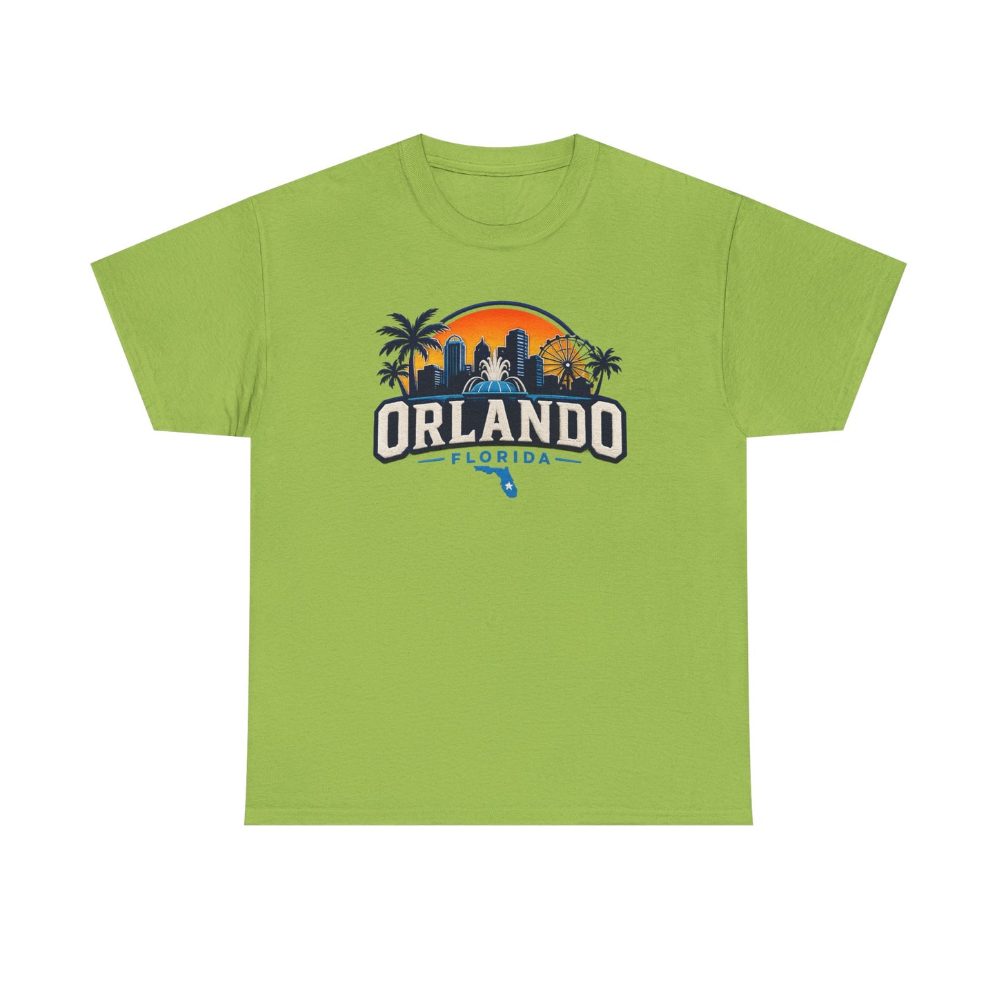 Orlando Florida Sunset T-Shirt — Retro Skyline & Palm Tree Vacation Tee