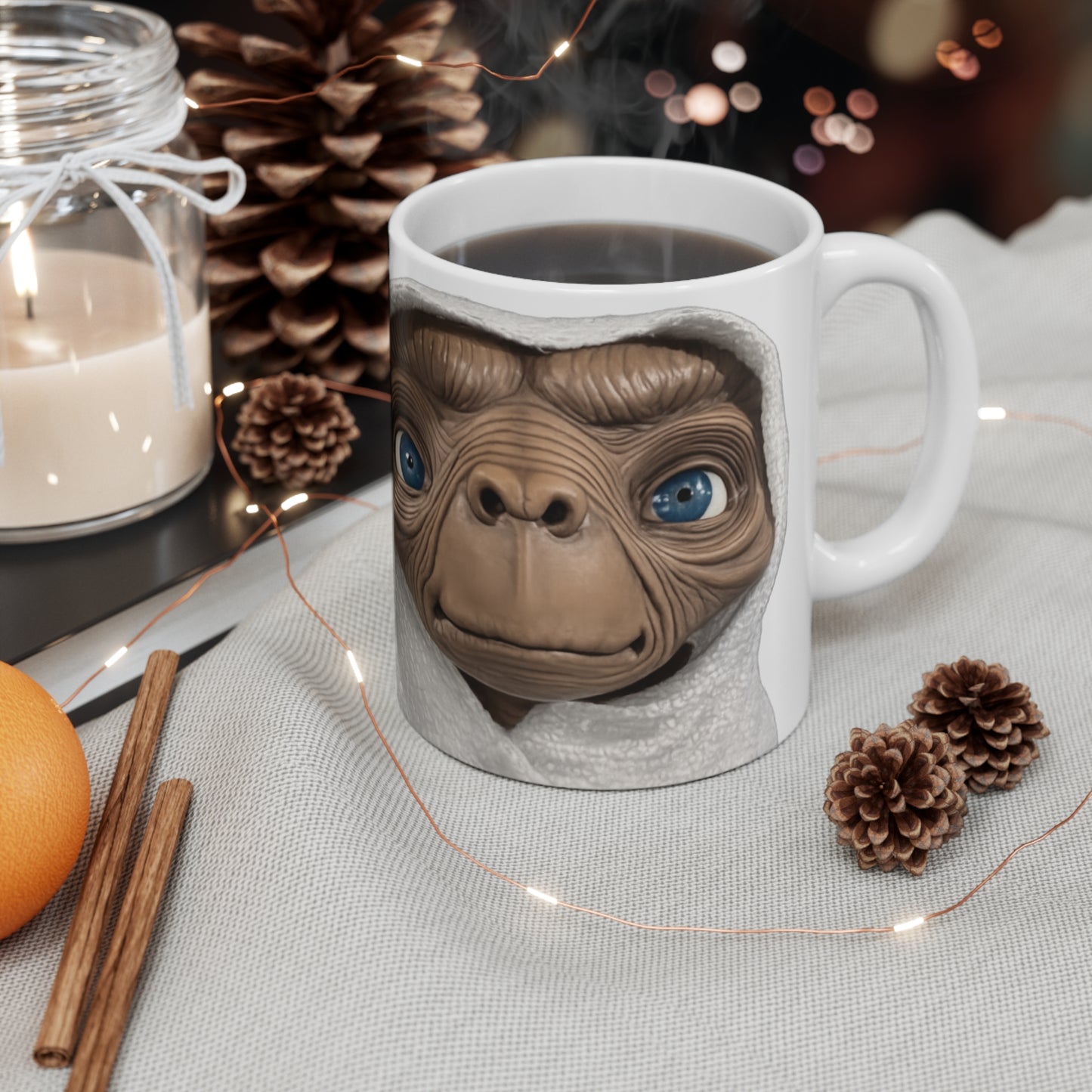 E.T. Face Ceramic Coffee Mug — Retro Sci‑Fi Alien Design, 11oz & 15oz