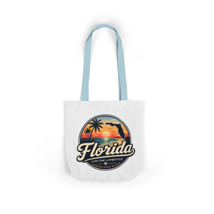 Florida Sunset Canvas Tote Bag — Retro Palm Beach Design