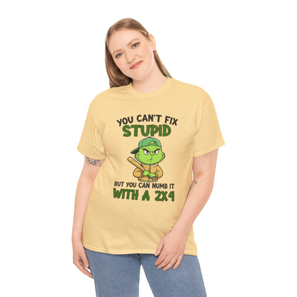 Funny Carpenter T‑Shirt — "You Can't Fix Stupid But You Can Numb It With a 2x4"