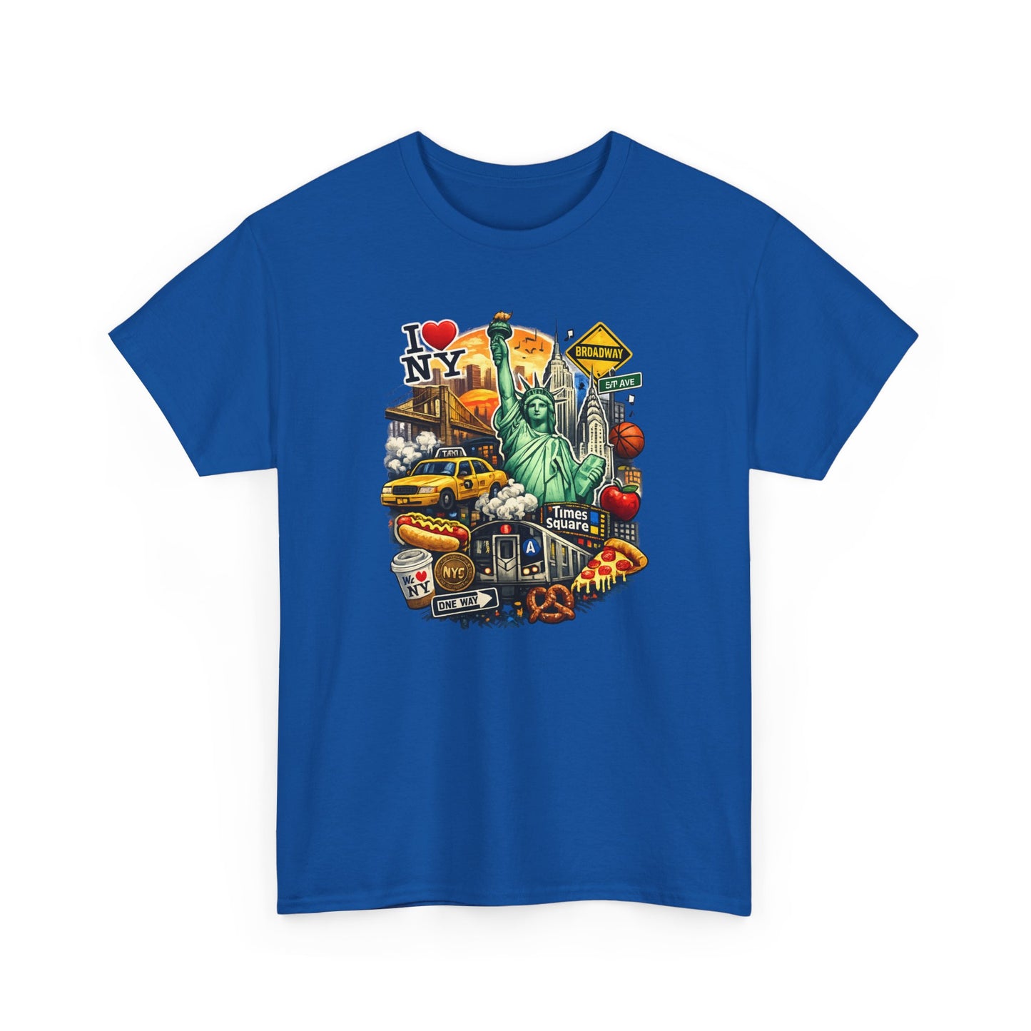 New York City Icons T-Shirt — Statue of Liberty, Taxi & I  NY Collage Tee