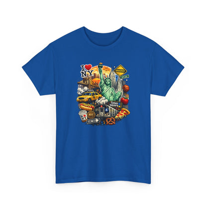 New York City Icons T-Shirt — Statue of Liberty, Taxi & I  NY Collage Tee