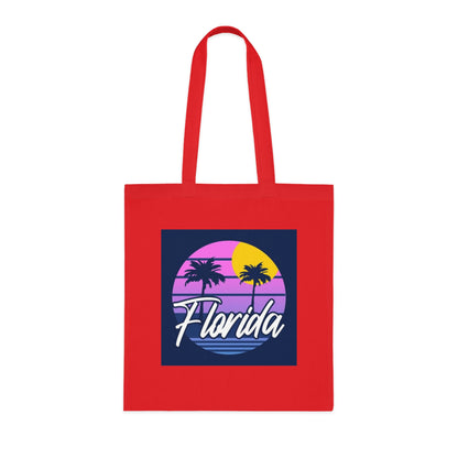 Florida Sunset Palm Tote Bag — Retro Beach Cotton Tote