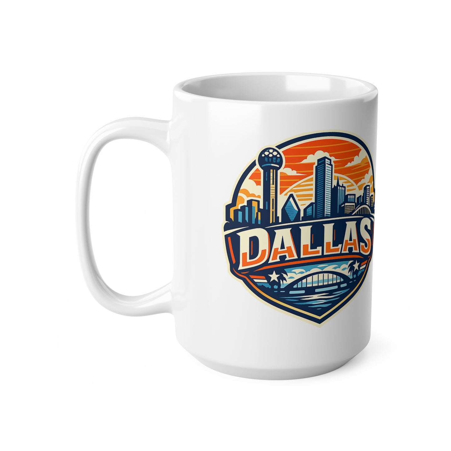 Dallas Skyline Ceramic Coffee Mug — Retro Cityscape 11oz & 15oz